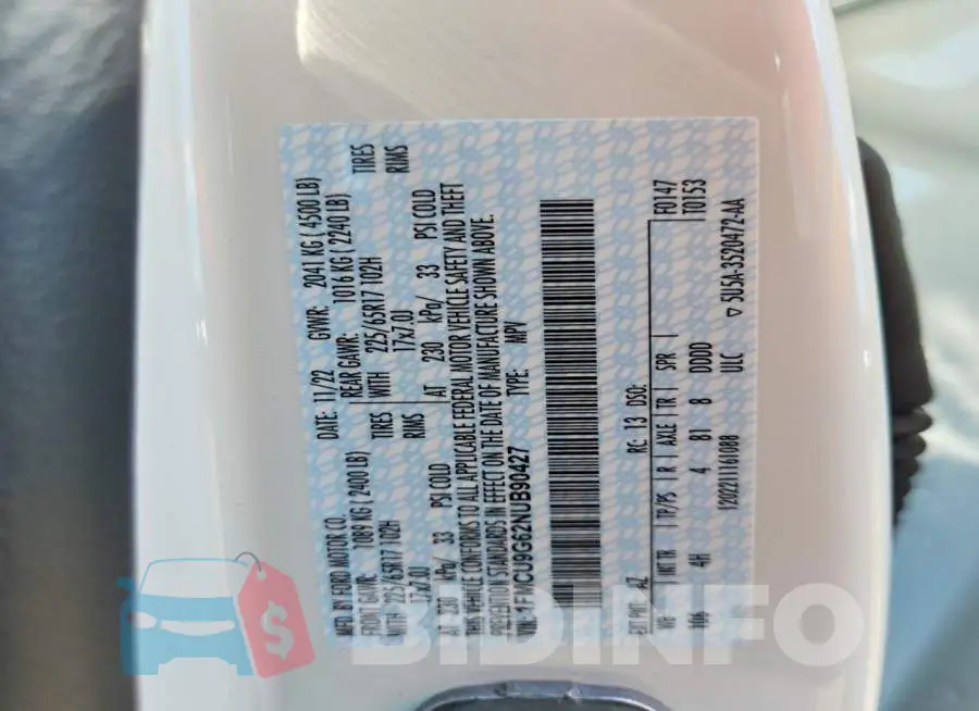 1FMCU9G62NUB90427 Photo# 14