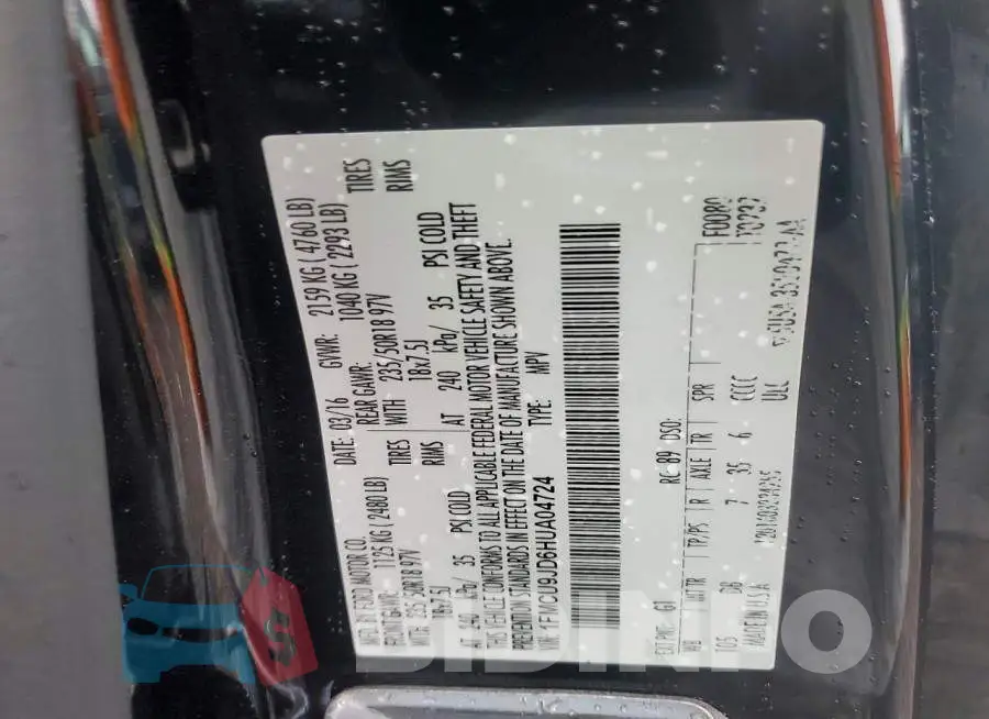 1FMCU9JD6HUA04724 Photo# 13