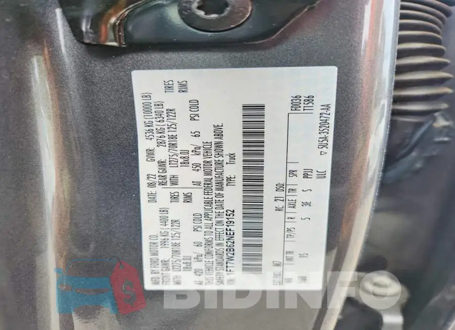 1FT7W2B62NEF19152 Photo# 12