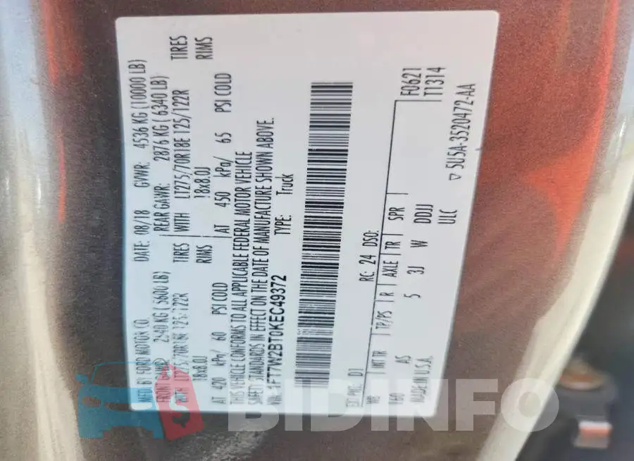1FT7W2BT0KEC49372 Photo# 12