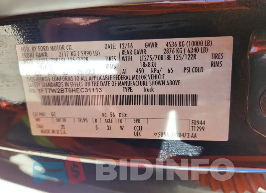1FT7W2BT6HEC31113 Photo# 12