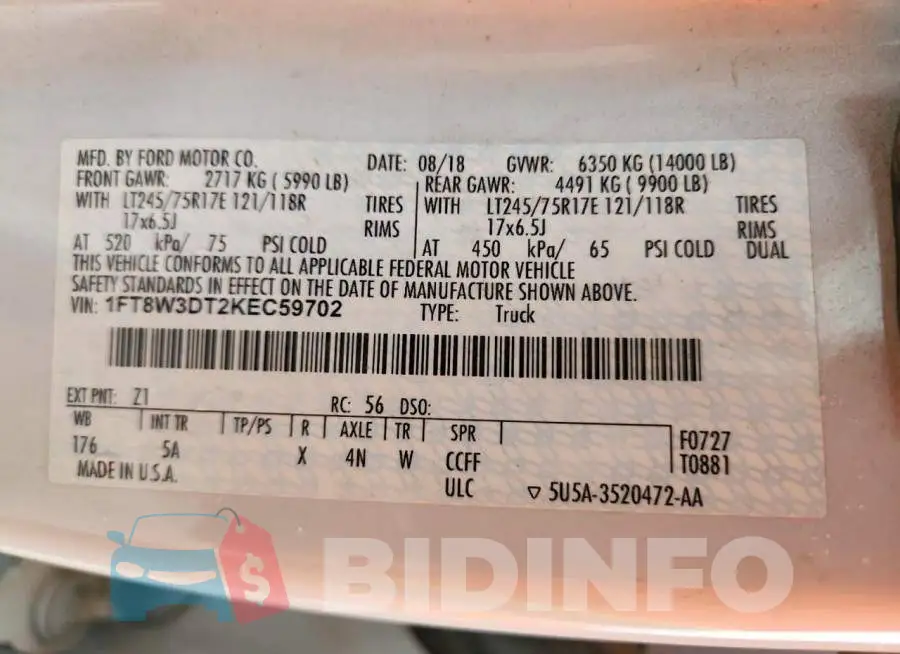 1FT8W3DT2KEC59702 Photo# 13