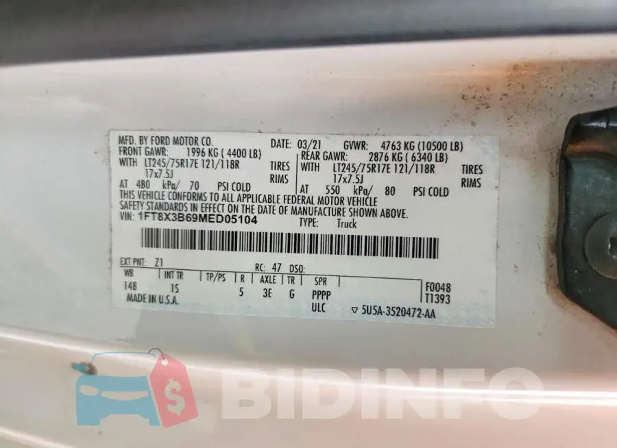 1FT8X3B69MED05104 Photo# 12