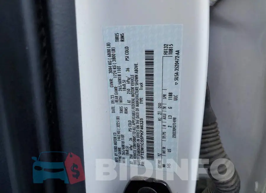 1FTEW1C55PKF46325 Photo# 12