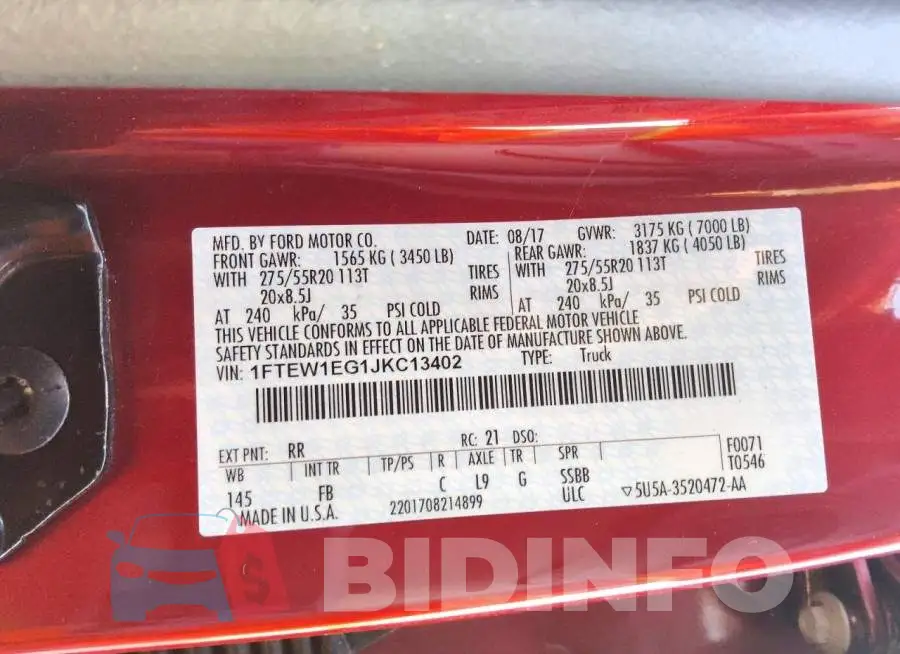 1FTEW1EG1JKC13402 Photo# 13