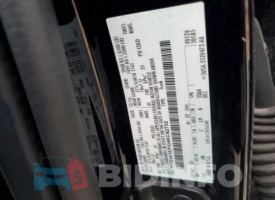 1FTEW1EPXHKC42732 Photo# 12
