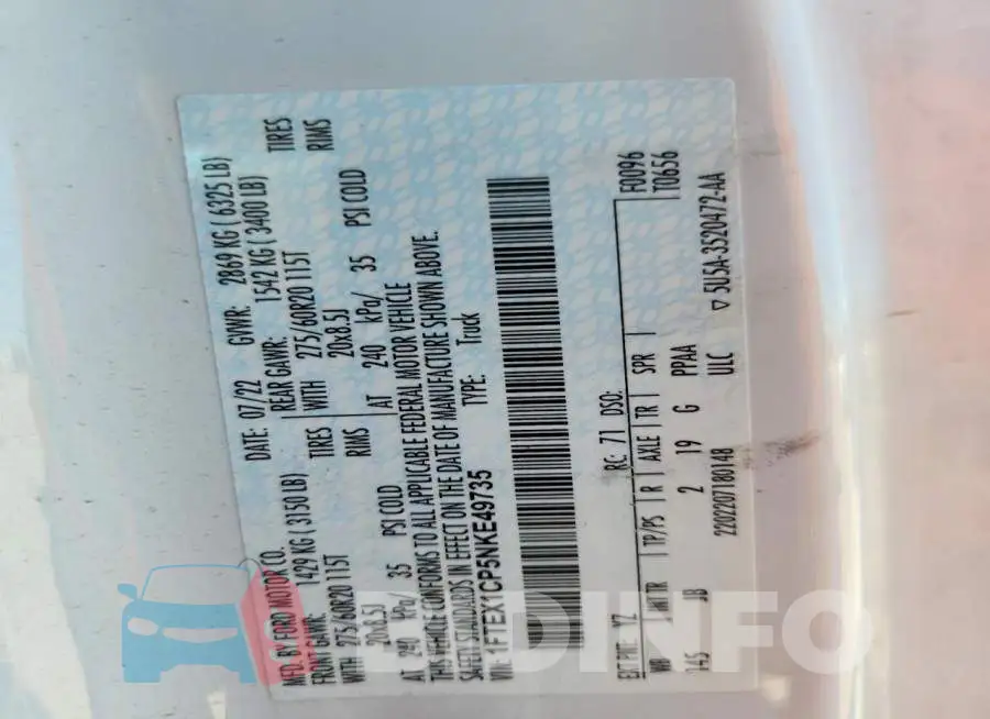 1FTEX1CP5NKE49735 Photo# 12