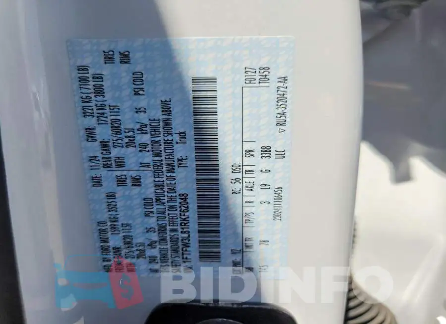 1FTFW3L81RKF62048 Photo# 12
