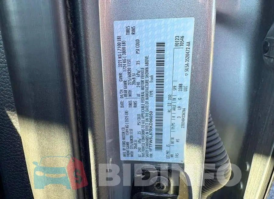 1FTFW5L87RKD96050 Photo# 10