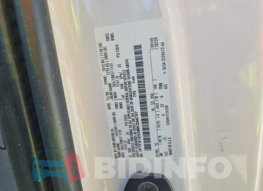1FTFX1E53MKD04787 Photo# 12