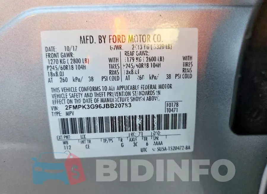2FMPK3G96JBB20783 Photo# 13