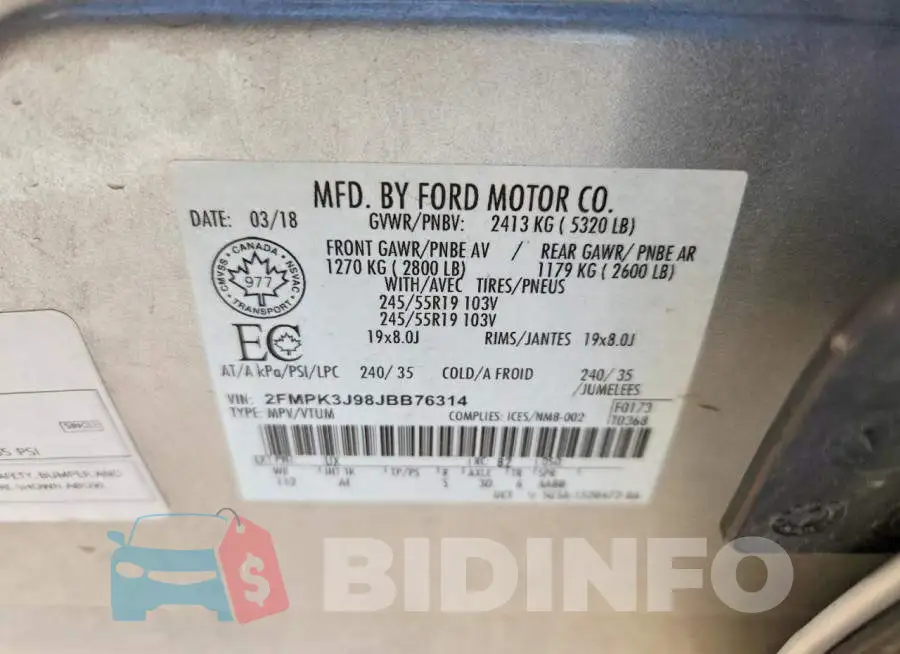 2FMPK3J98JBB76314 Photo# 14