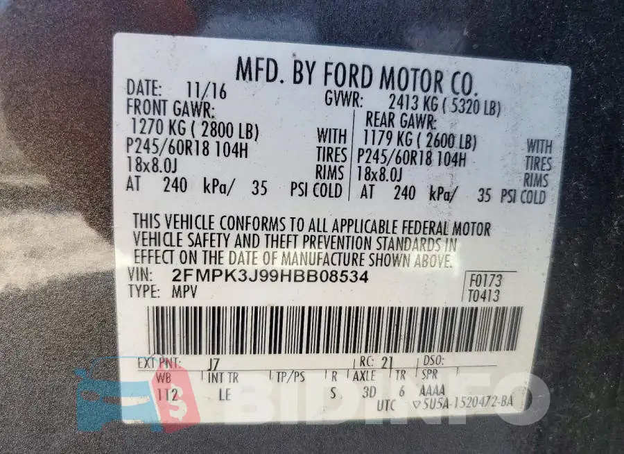 2FMPK3J99HBB08534 Photo# 13