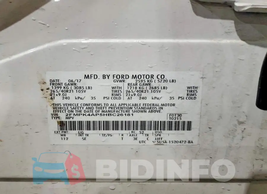 2FMPK4AP5HBC26181 Photo# 13