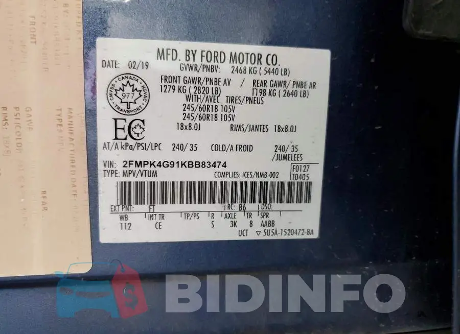 2FMPK4G91KBB83474 Photo# 13
