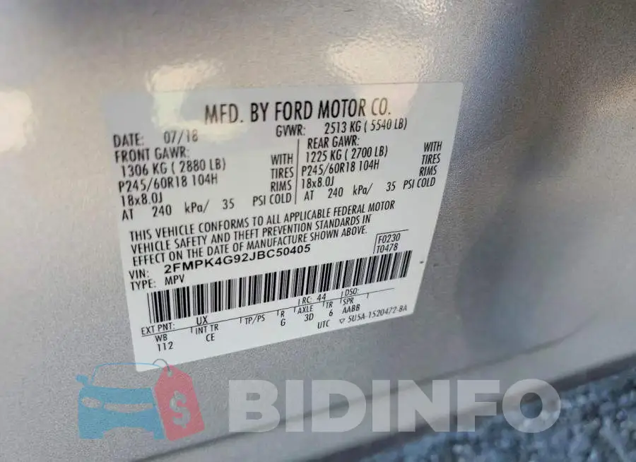 2FMPK4G92JBC50405 Photo# 13