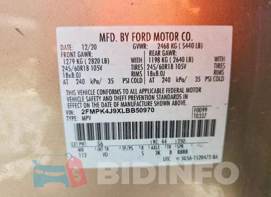 2FMPK4J9XLBB50970 Photo# 13