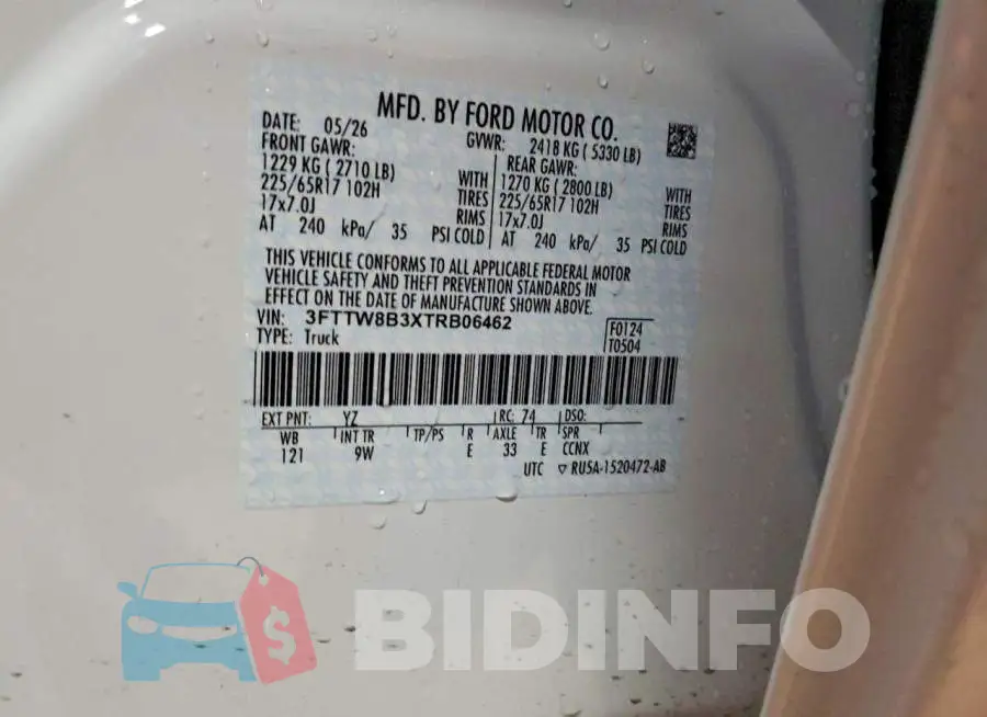 3FTTW8B3XTRB06462 Photo# 12