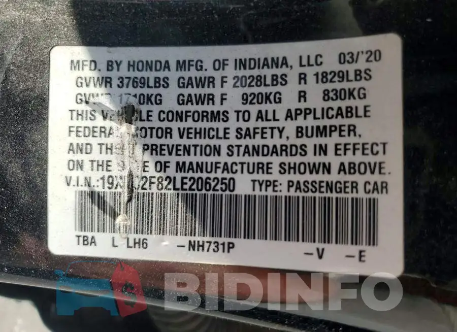 19XFC2F82LE206250 Photo# 12