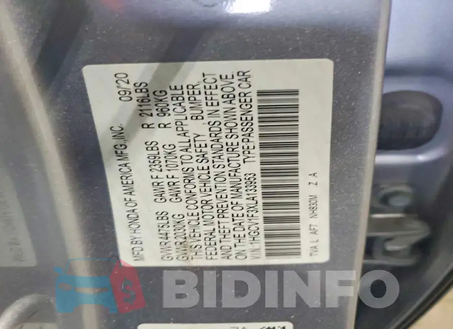 1HGCV1F3XLA133953 Photo# 13