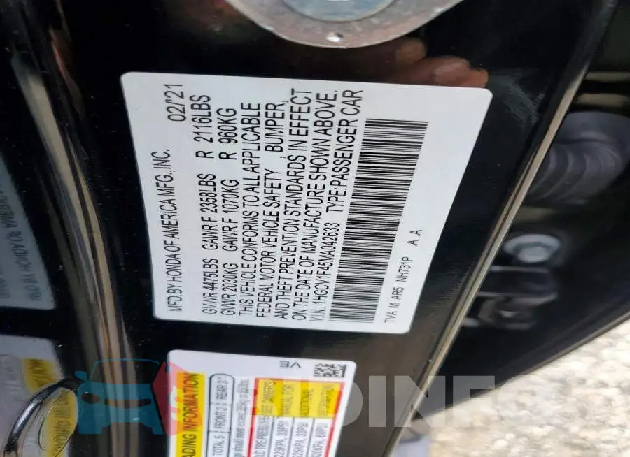 1HGCV1F45MA042633 Photo# 12