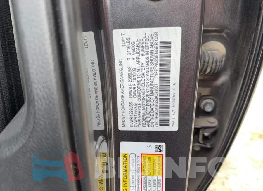 1HGCV1F52JA023087 Photo# 10