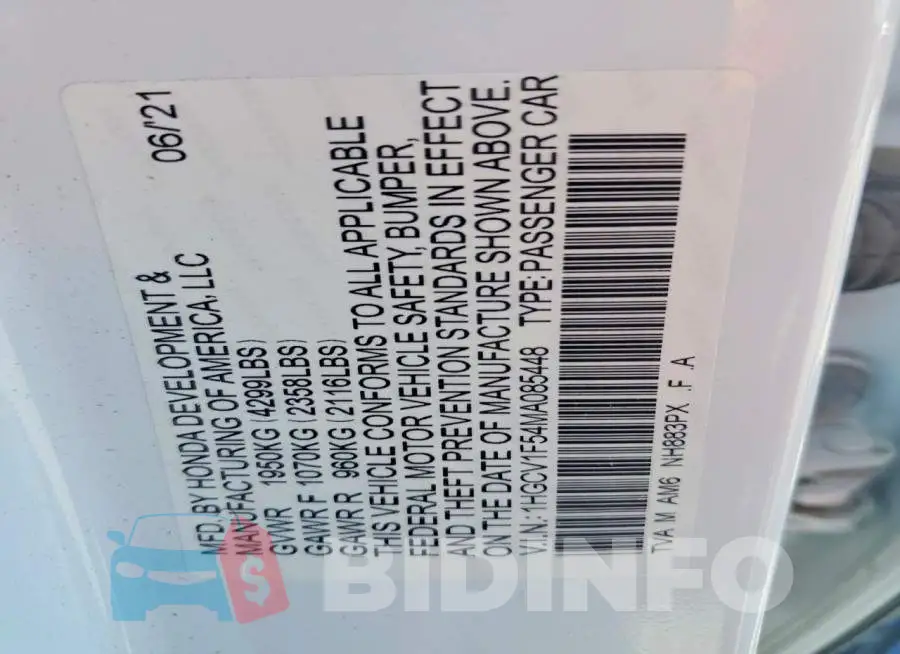 1HGCV1F54MA085448 Photo# 12