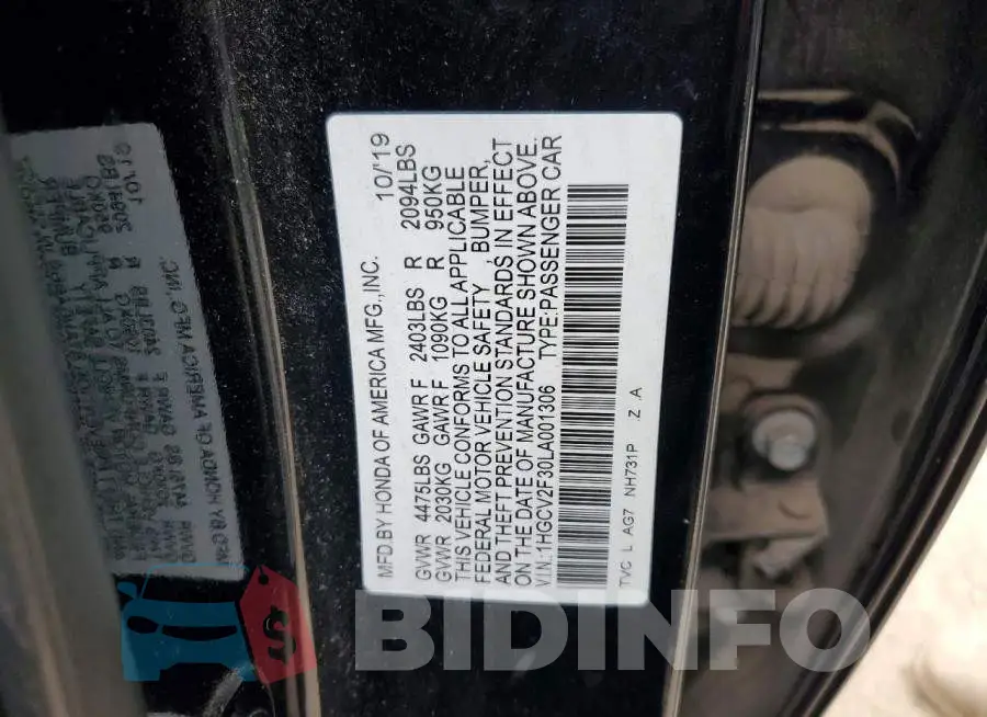 1HGCV2F30LA001306 Photo# 12