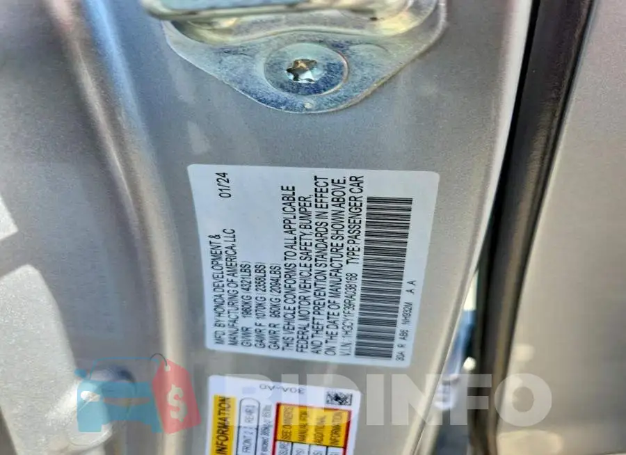 1HGCY1F39RA038168 Photo# 12