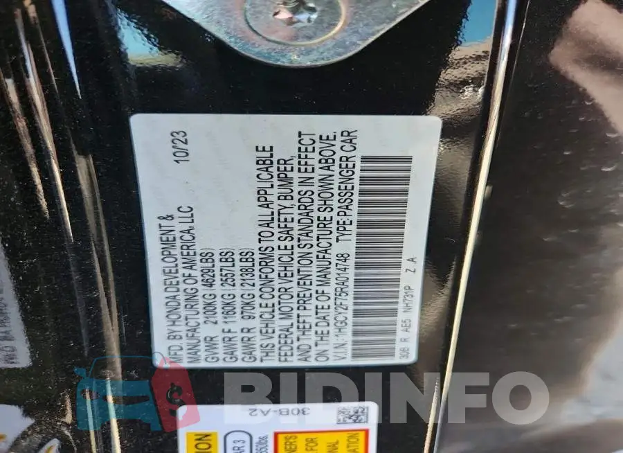 1HGCY2F75RA014748 Photo# 12
