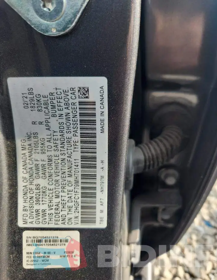 2HGFC1F79MH701411 Photo# 12