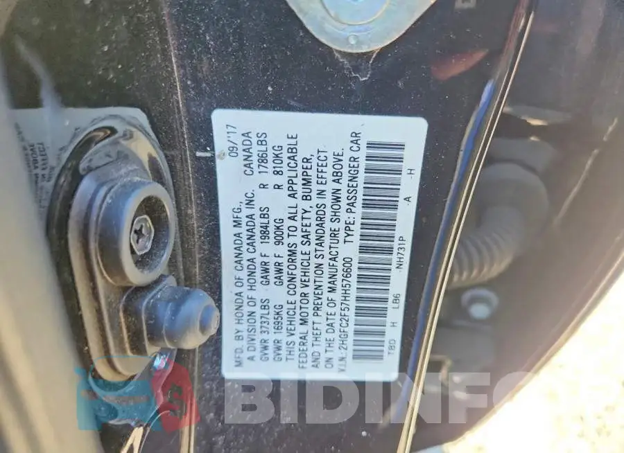 2HGFC2F57HH576600 Photo# 13