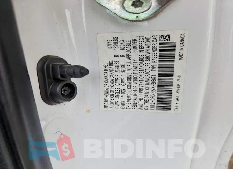 2HGFC4B64KH308671 Photo# 12