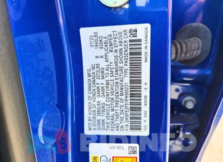 2HGFE2F51PH565231 Photo# 12