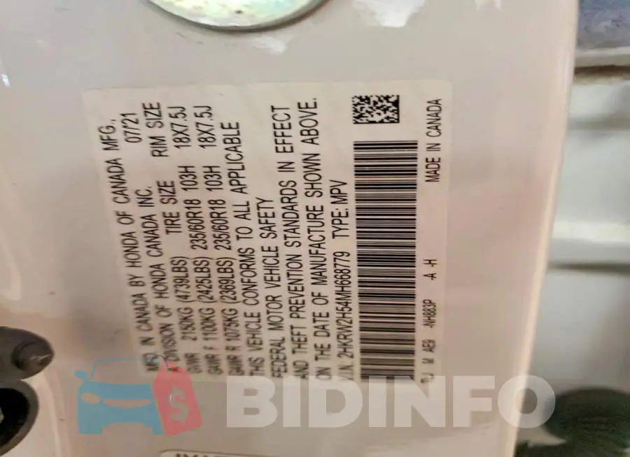 2HKRW2H54MH668779 Photo# 13