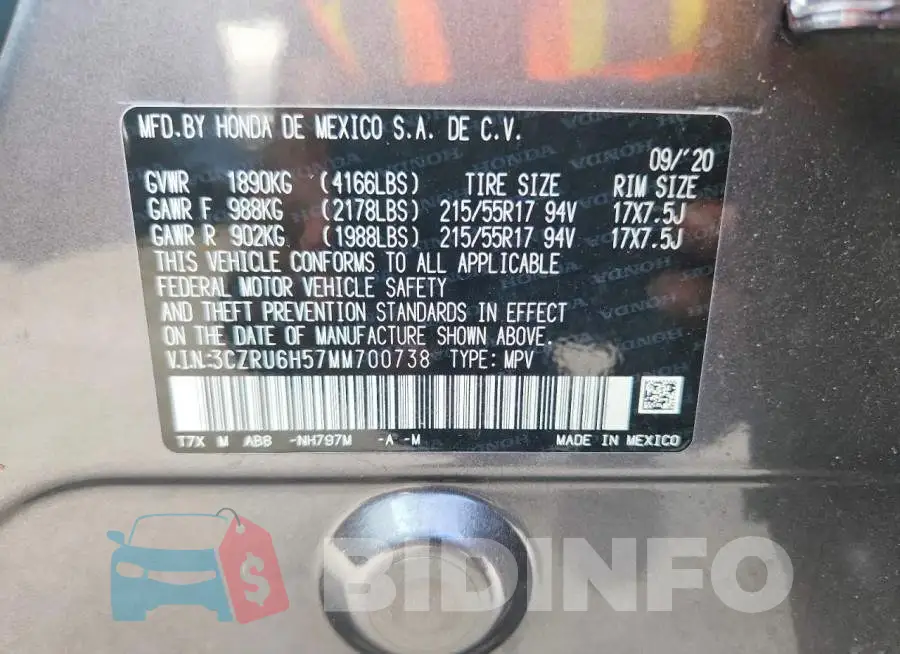 3CZRU6H57MM700738 Photo# 14