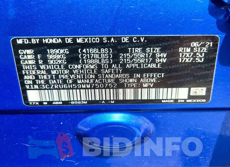 3CZRU6H59MM750752 Photo# 12