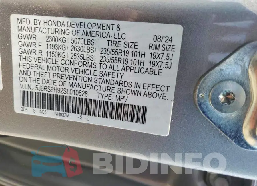 5J6RS6H92SL010628 Photo# 13