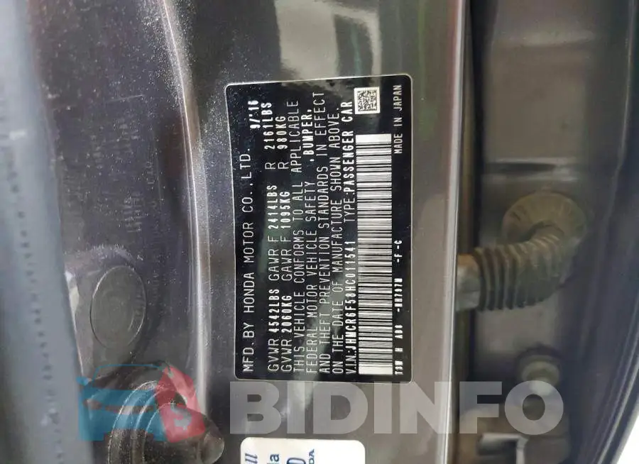 JHMCR6F58HC011541 Photo# 13