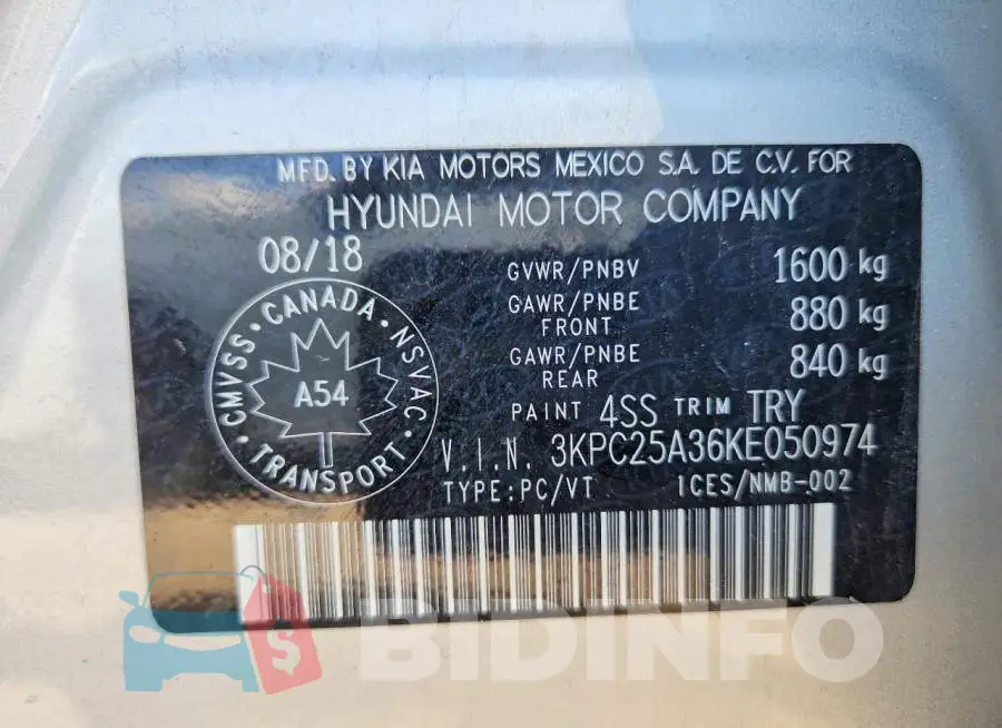 3KPC25A36KE050974 Photo# 13