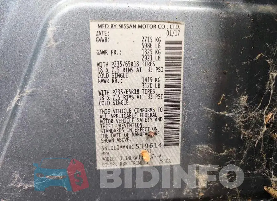 5N1DL0MM4HC519614 Photo# 13