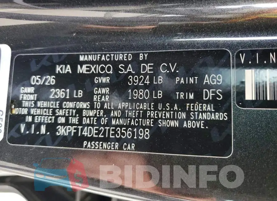 3KPFT4DE2TE356198 Photo# 12