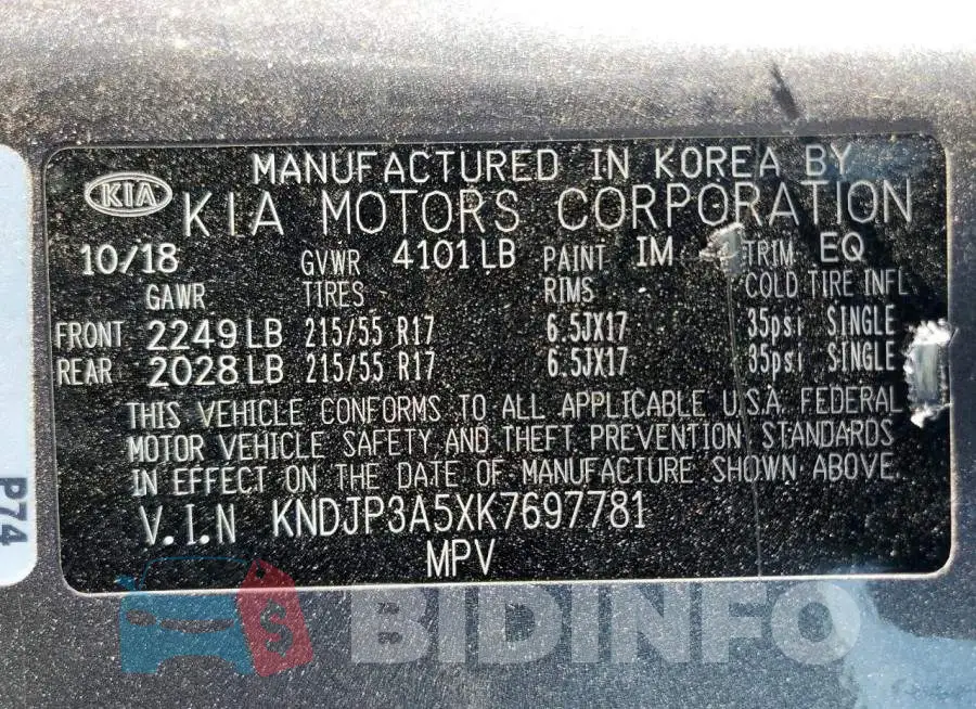 KNDJP3A5XK7697781 Photo# 12