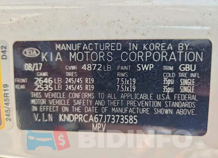 KNDPRCA67J7373585 Photo# 13