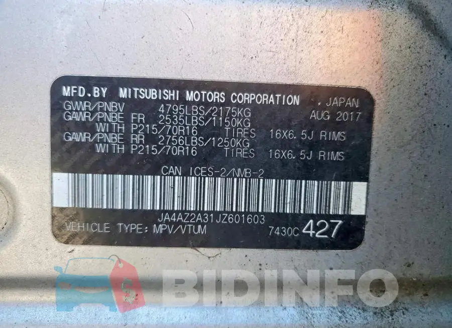 JA4AZ2A31JZ601603 Photo# 14