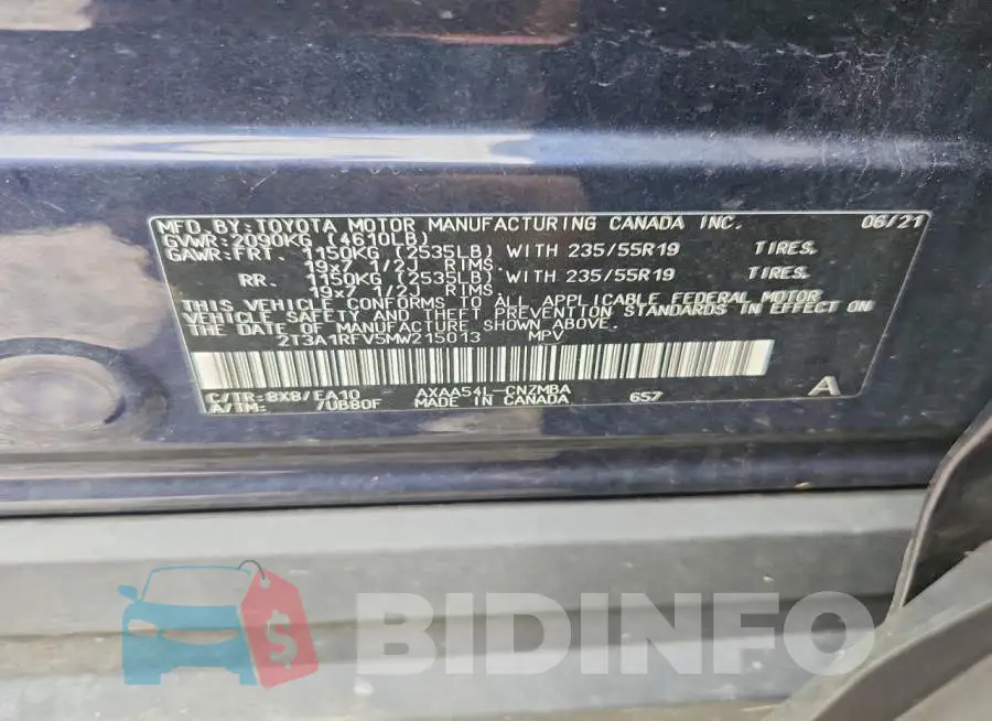 2T3A1RFV5MW215013 Photo# 13