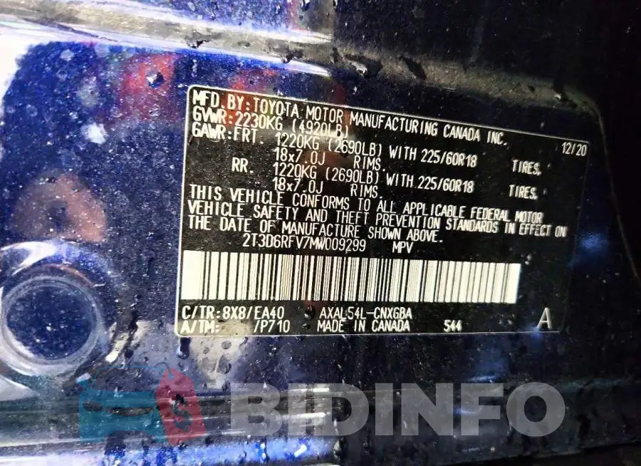 2T3D6RFV7MW009299 Photo# 13