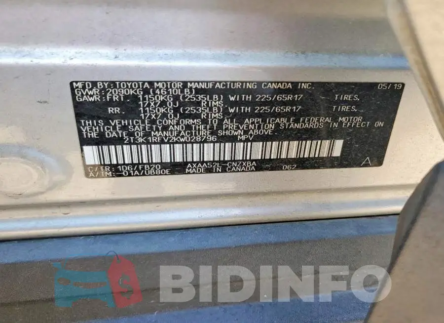 2T3K1RFV2KW028796 Photo# 13