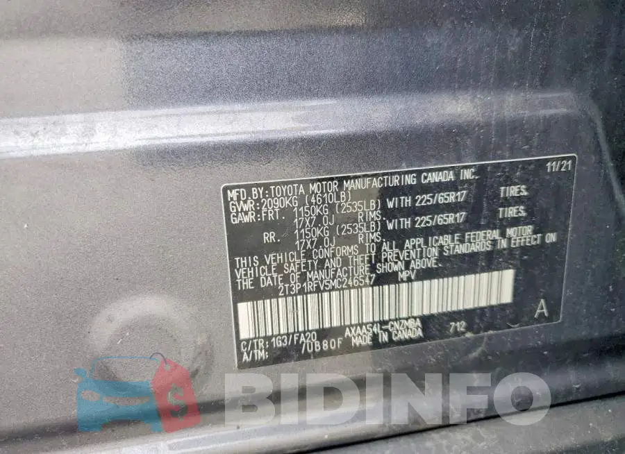 2T3P1RFV5MC246547 Photo# 13