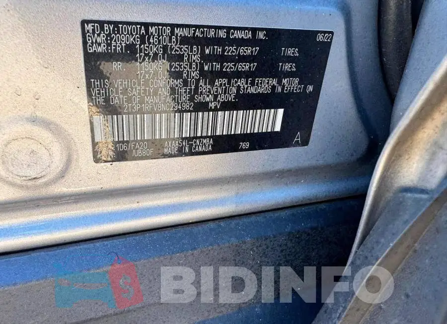 2T3P1RFV8NC294982 Photo# 12